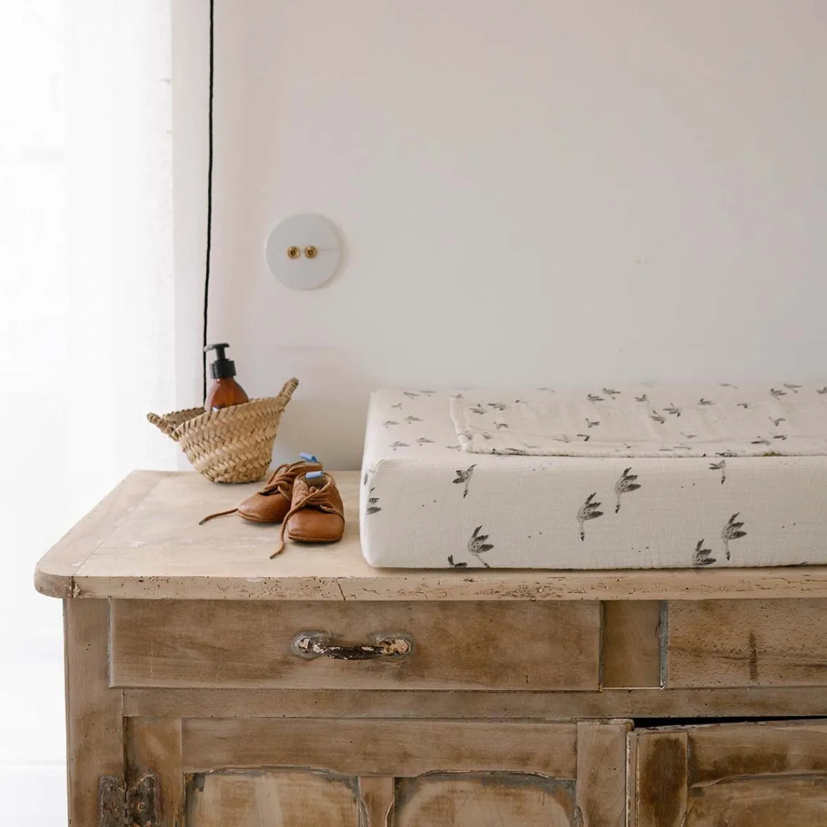 Rose in April Housse de matelas à langer - Fanny Oie Naturel Natural Hot