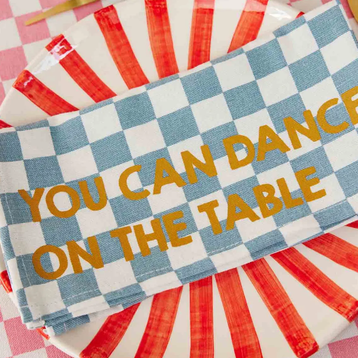 Rose in April Lot de 2 serviettes - Josephine Damier Bleu You can dance on the table Youcandanceonthetable Discount