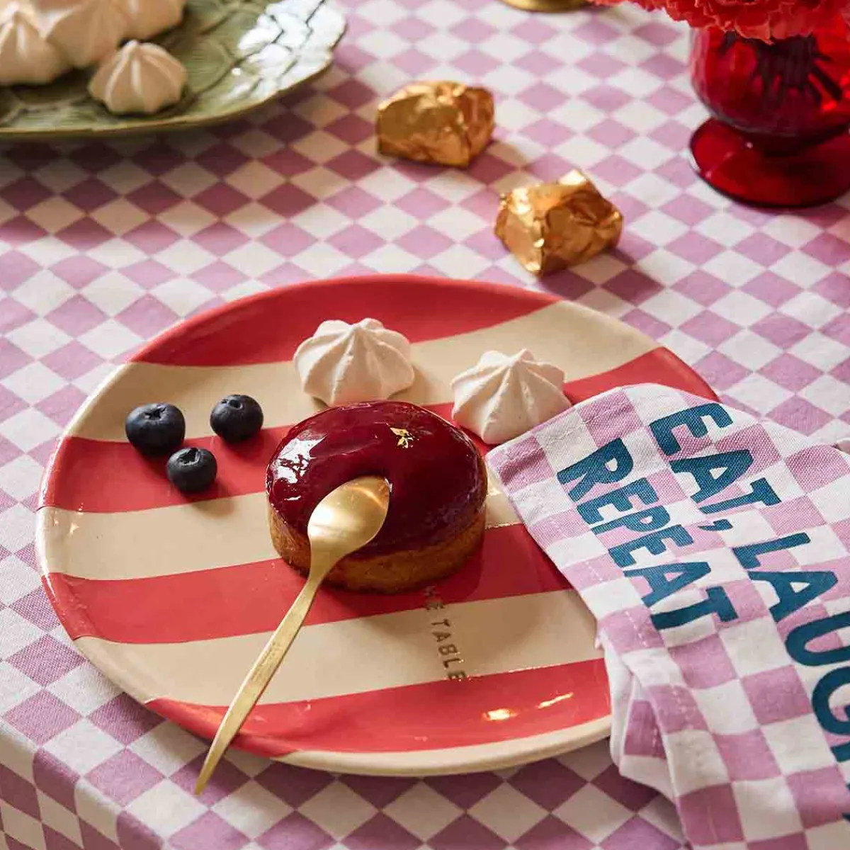 Rose in April Lot de 2 serviettes - Josephine Damier Mauve Eat, Laugh, Repeat Youcandanceonthetable Best Sale